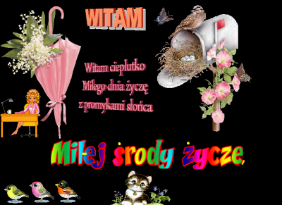 Czarna kartka z kolorowymi pozdrowieniami na środę